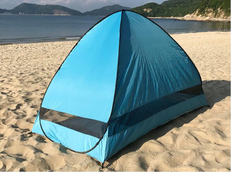 Cheap Goat Tents Anti mosquito beach shade tent with gauze UV protection Automatically camping outdoor portable beach tent with mesh curtain Tents 